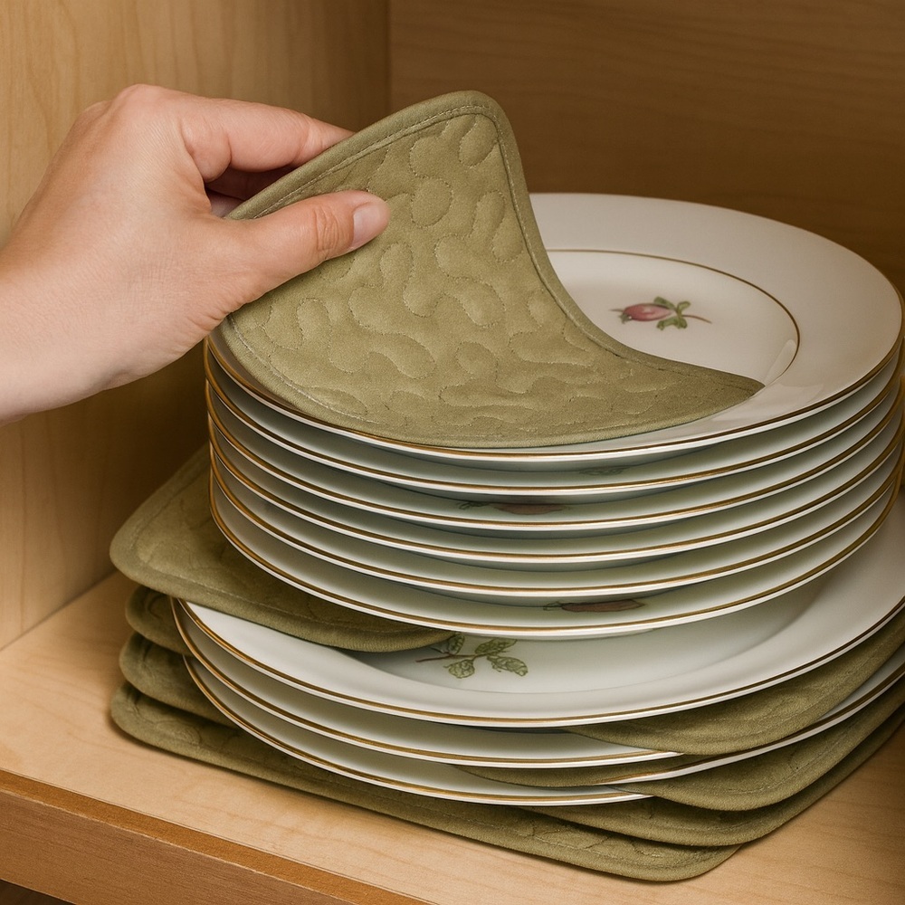China Dividers Padded Protection Stacking Plates Closet Keepers Set 6 Storage